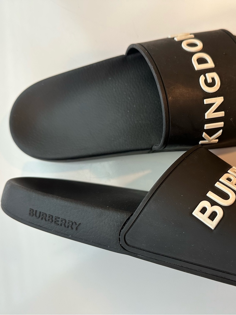 Burberry Black Slide Sandals with White Logo size 40 US 9 - Picture 2 of 5